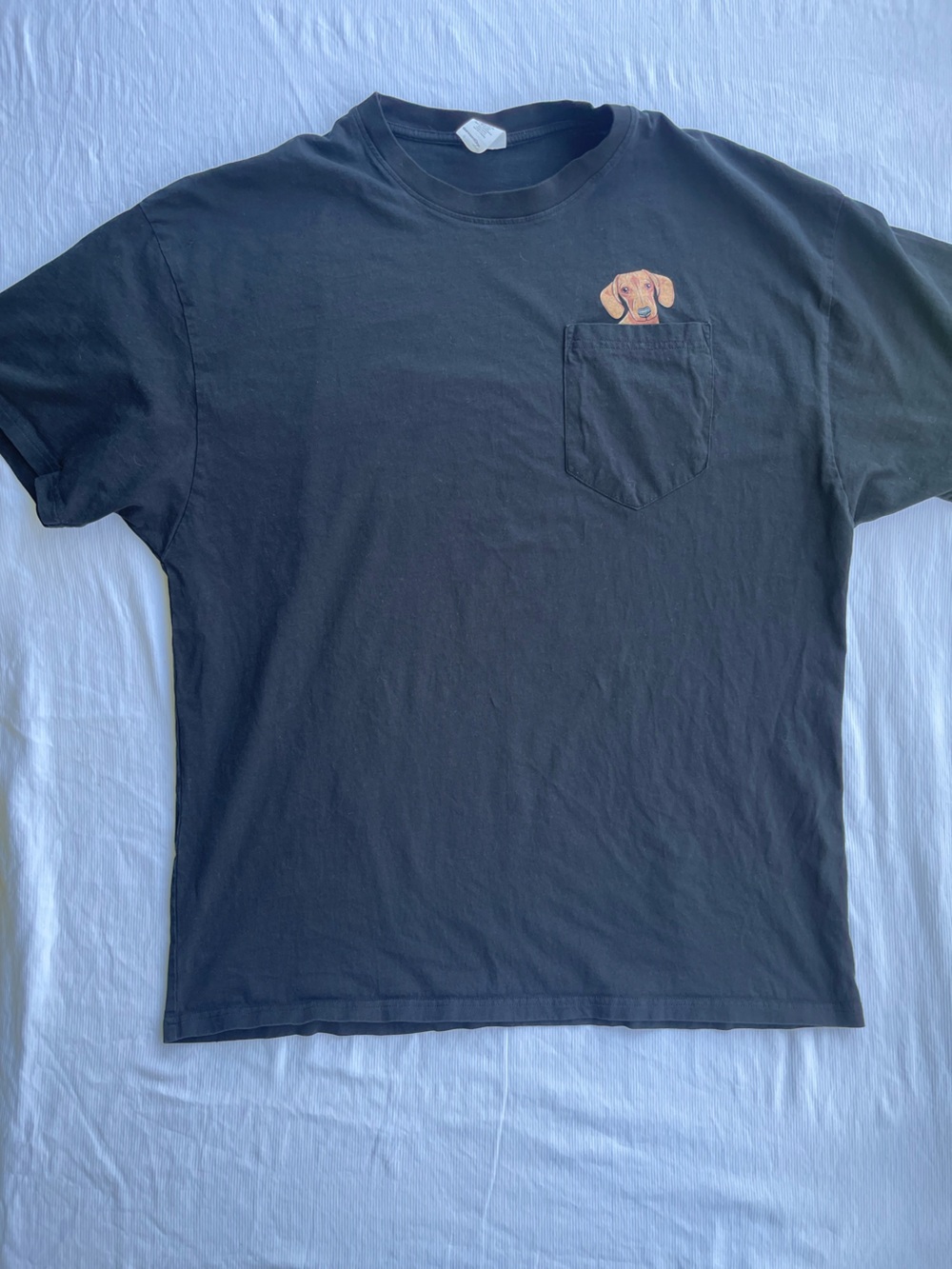 Men's Black Short-Sleeve Pocket Tee with Dog Graphic